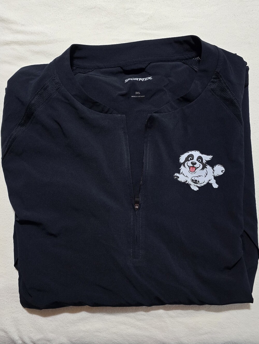 KönigFloof Sport-Tek Repeat Half Zip Short Sleeve Baseball Jacket 3XL Black NWOT